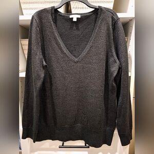 New York & Company Charcoal V-Neck Sweater